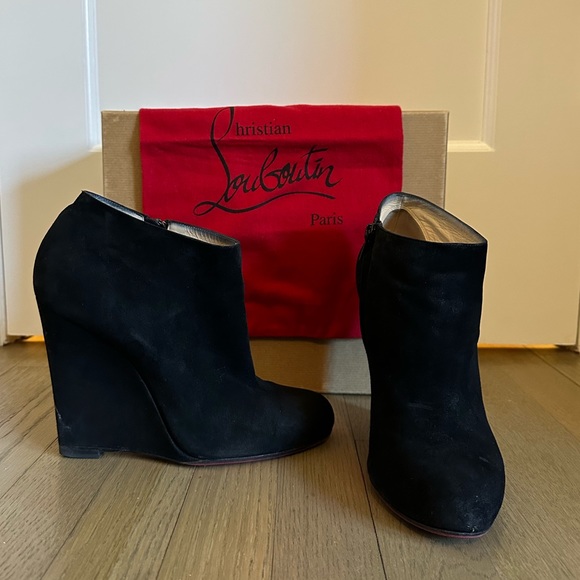 Christian Louboutin Black Suede Ankle Booties - Picture 2 of 5